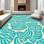 Abstract Blue Stripe Pattern Rug