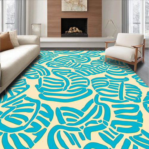 Abstract Blue Stripe Pattern Rug