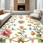 Vintage Floral Wreath Aesthetic Rug