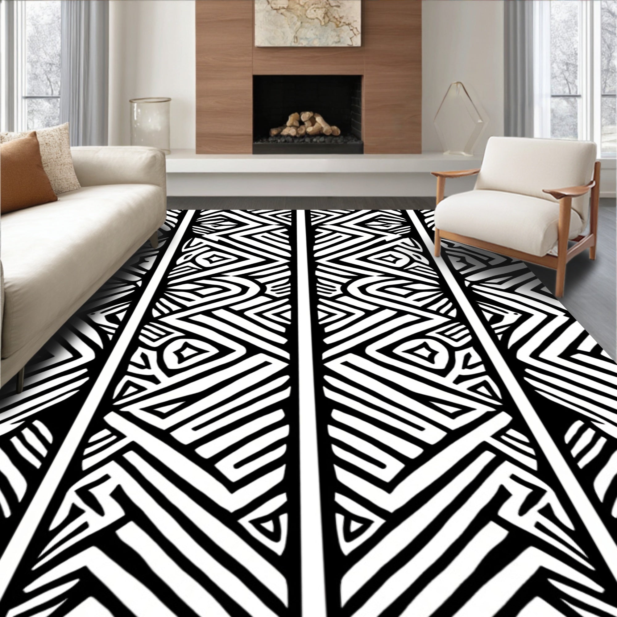 Abstract Stripe Diamond Pattern Rug
