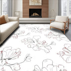 Delicate Floral Outline Botanical Design Rug