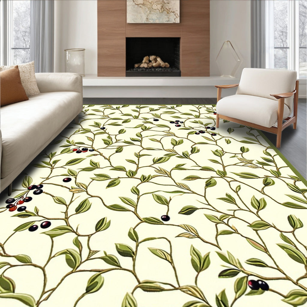 Vineyard Berry Patterned Nature Art Rug