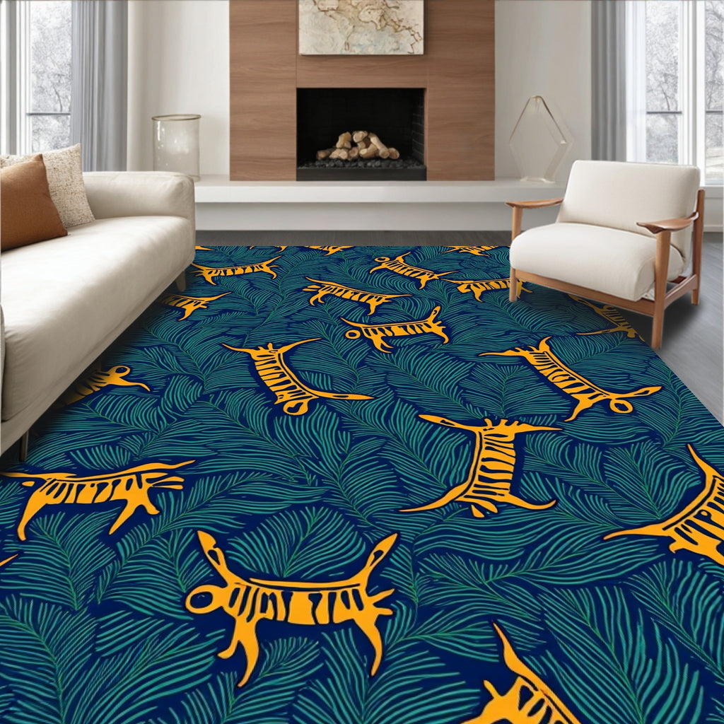 Abstract Tiger Leaf Print Rug
