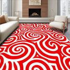 Crimson Abstract Swirl Contemporary Rug