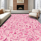 Pink Abstract Flowing Floral Pattern Rug