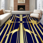 Sleek Gold Art Deco Pattern Rug