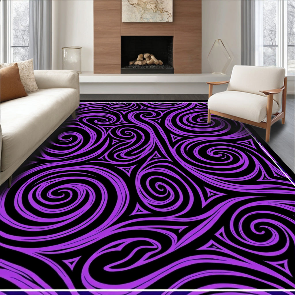 Vibrant Purple Swirl Abstract Design Rug