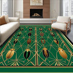 Emerald Art Deco Insect Pattern Rug