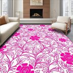 Bold Pink Floral Vine Design Rug