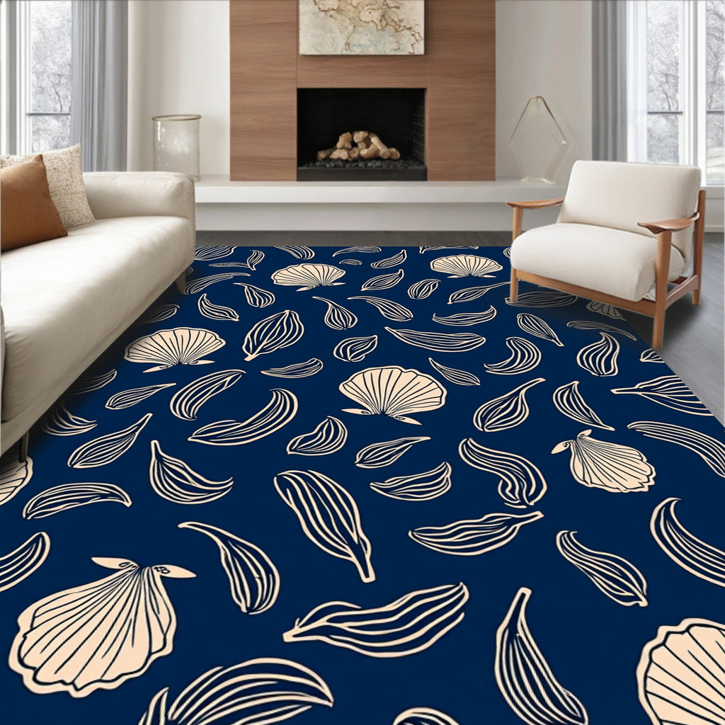 Coastal Shell Leaf Pattern Rug