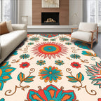 Retro Floral Sunburst Pattern Rug