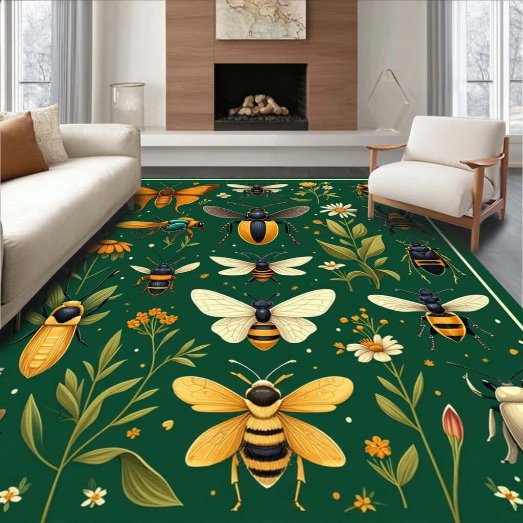 Nature Entomology Insect Collection Pattern Rug