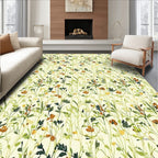 Delicate Floral Whimsical Botanical Pattern Rug