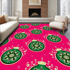 Bright Pink Green Snowflake Ornament Rug