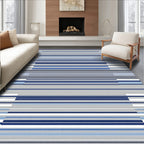 Blue Grey Horizontal Stripe Pattern Rug