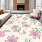 Pink Floral Botanical Pattern Rug