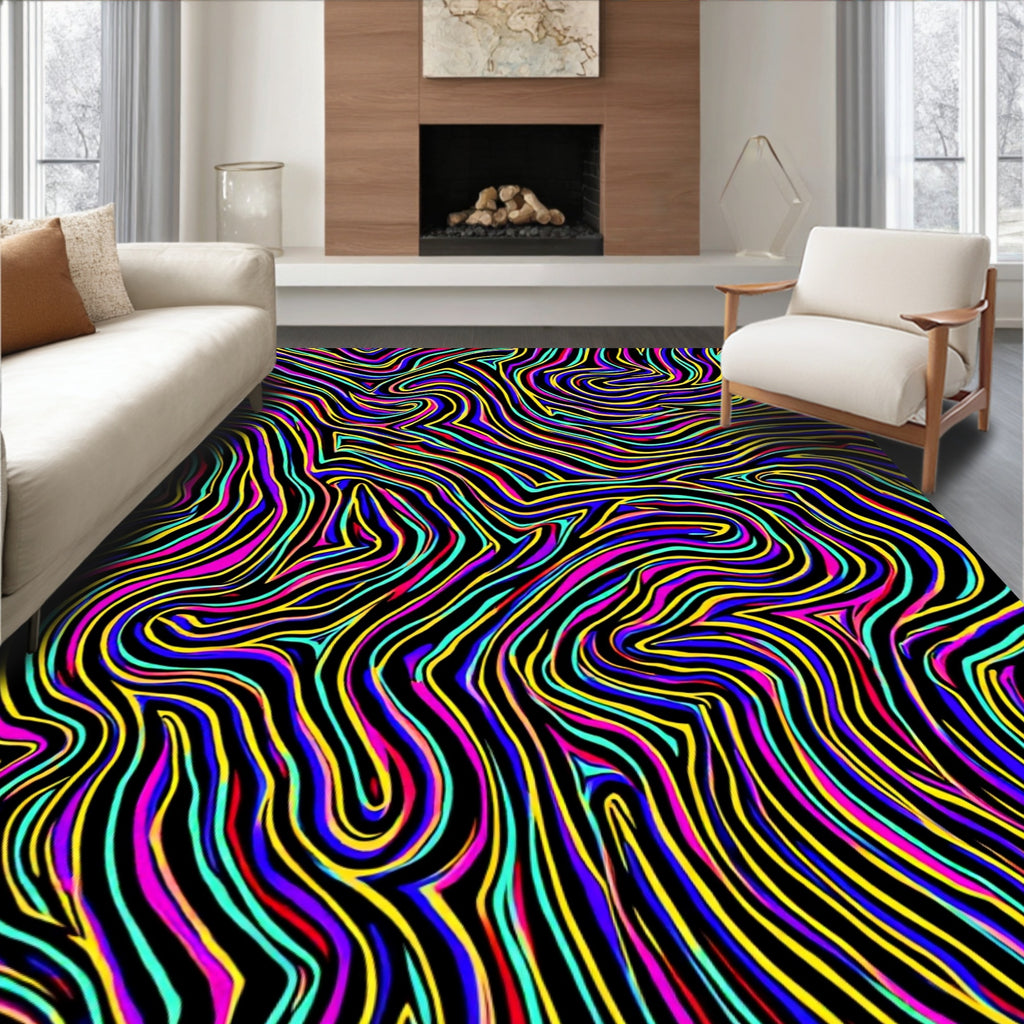 Vibrant Swirl Pattern Neon Rug