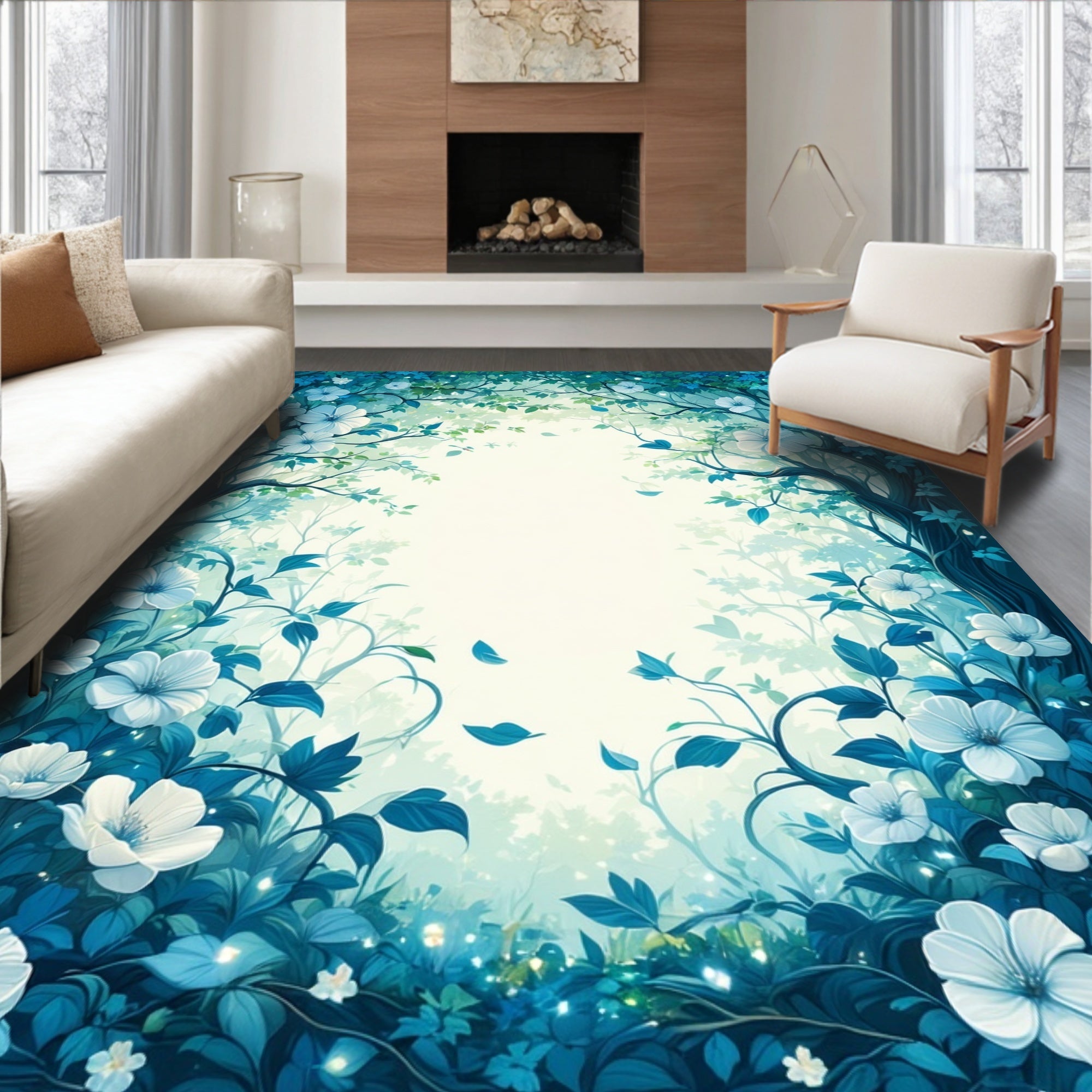 Enchanted Forest Floral Nature Rug