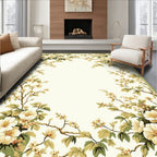 Cream Floral Branch Garden Pattern Rug