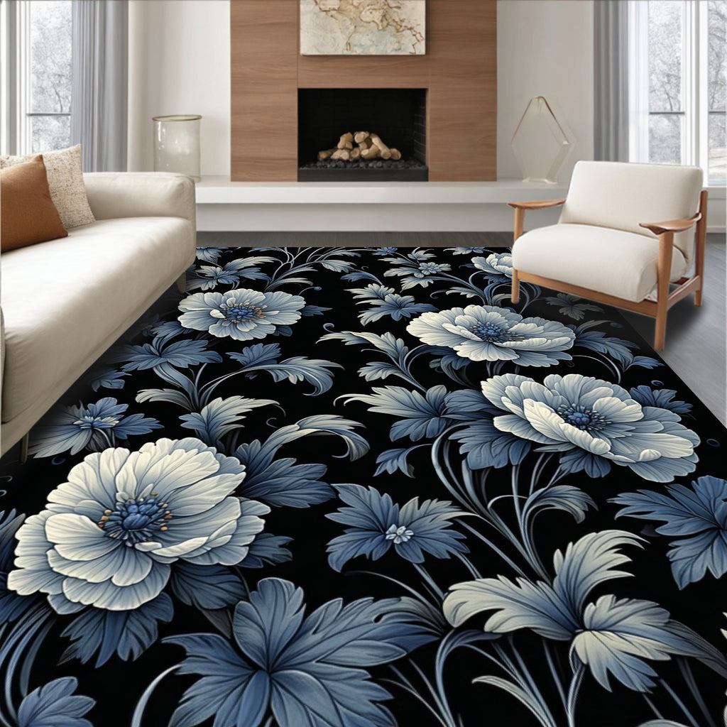 Elaborate Floral Print Design Rug