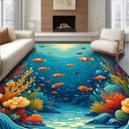 Vibrant Coral Reef Fish Scene Rug