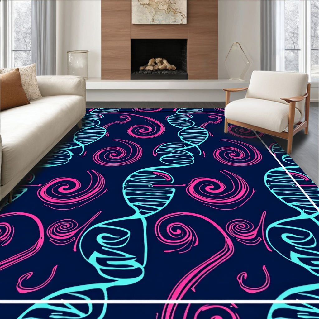 Bold DNA and Swirl Pattern Design Rug