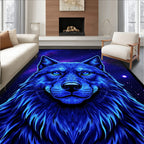 Mystic Blue Wolf Galaxy Art Rug