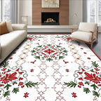 Crimson Green Floral Symmetry Medallions Rug