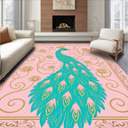 Elegant Peacock Floral Art Nouveau Rug