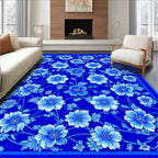 Blue Floral Vintage Scrollwork Rug