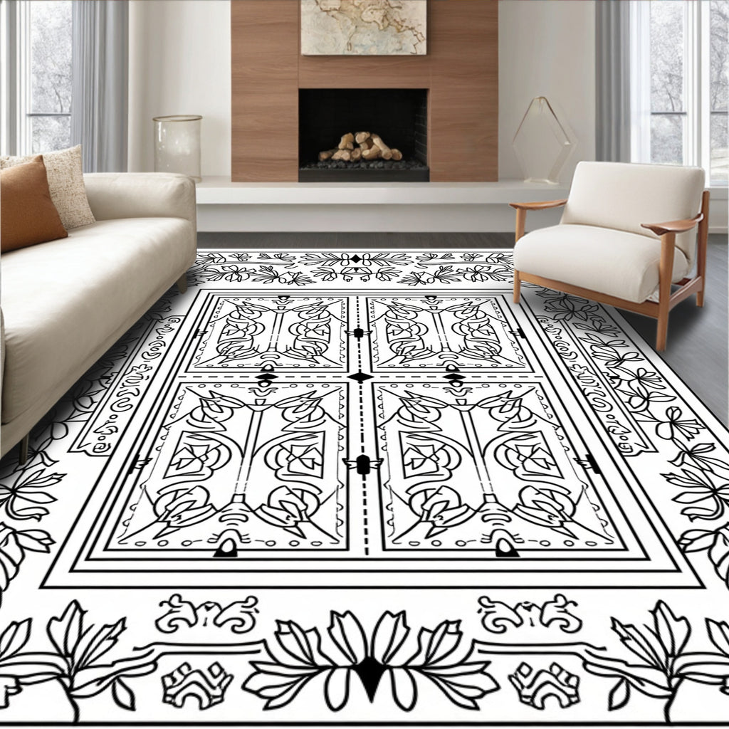 Ornate Floral Doorway Garden Rectangle Rug