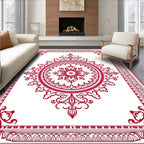 Crimson Floral Medallion Border Rug