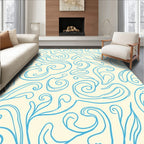 Blue Swirls On Cream Background Rug