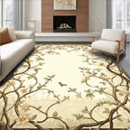 Vintage Floral Vines Butterfly Border Rug