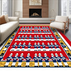 Red Blue Soldier Chain Border Rug