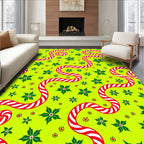 Lime Green Candy Cane Poinsettia Swirl Rug