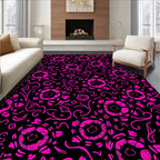 Hot Pink Floral Swirl Pattern Rug