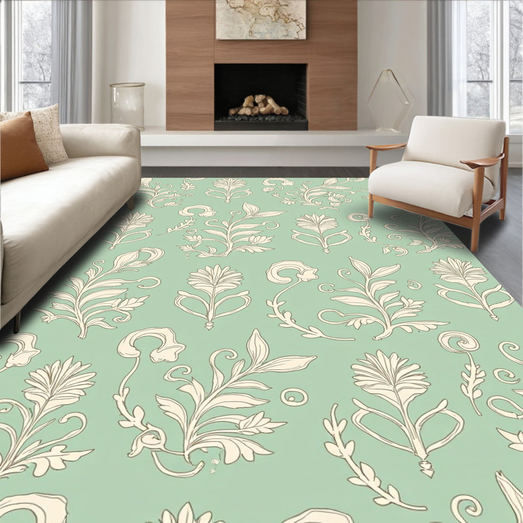 Vintage Floral Vine Art Nouveau Design Rug