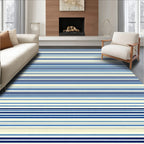 Classic Blue White Striped Design Rug