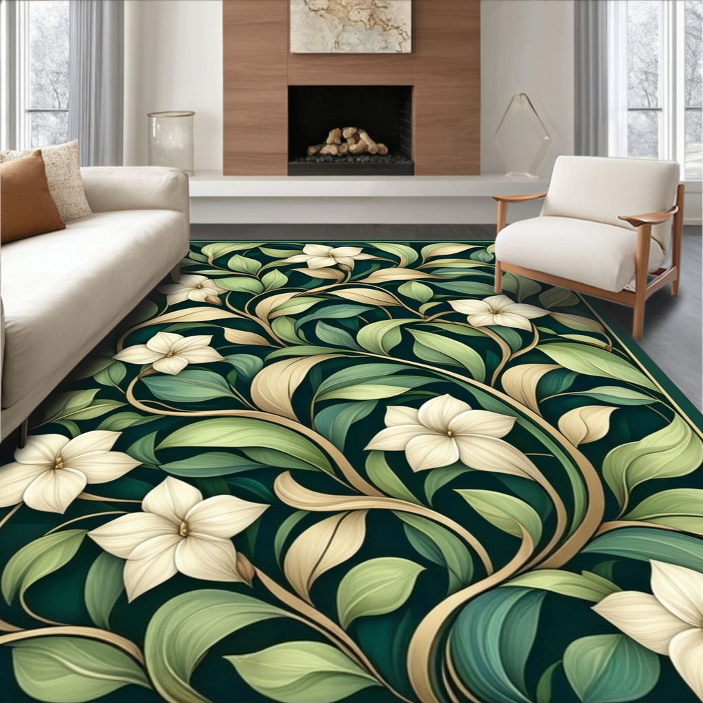Ornate Floral Vine Pattern Rug