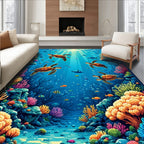 Underwater Scene With Sea Turtles and Coral Rug