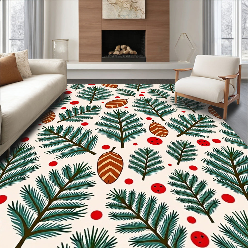 Rustic Pine Sprigs and Berries Rug