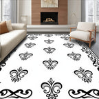 Classic Fleur-de-lis Border Pattern Rug