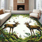 Whimsical Forest Deer Butterfly Pattern Rug