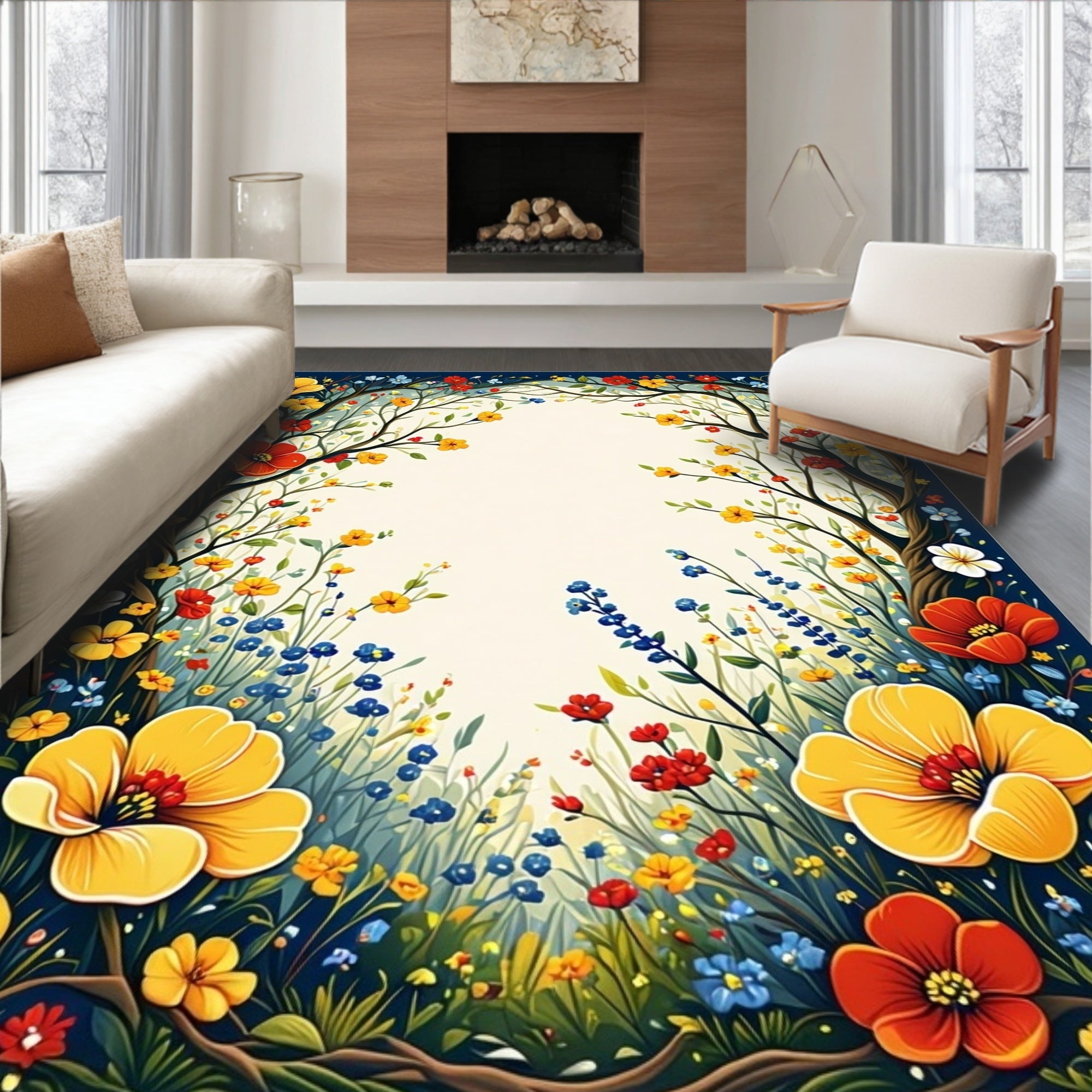 Floral Archway Garden Pattern Rug