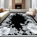Monochromatic Floral Scrollwork Design Rug