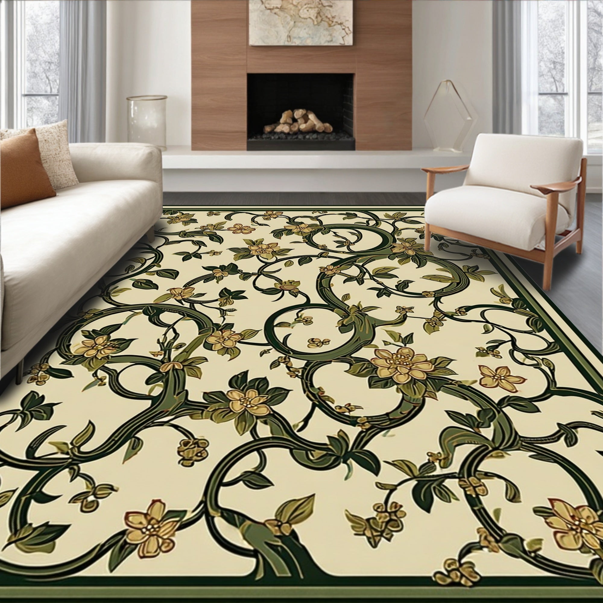 Art Nouveau Floral Vine Pattern Rug
