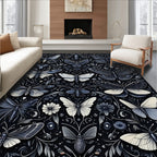 Midnight Butterfly Moth Pattern Rug