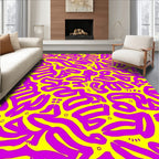 Vibrant Pink Purple Abstract Scribble Design Rug