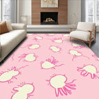 Pink Yellow Abstract Motif Rug
